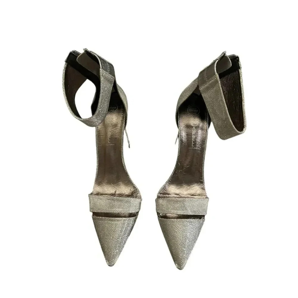 Jeffrey Campbell Adelyn Ankle Strap Sheemer Silver Heels